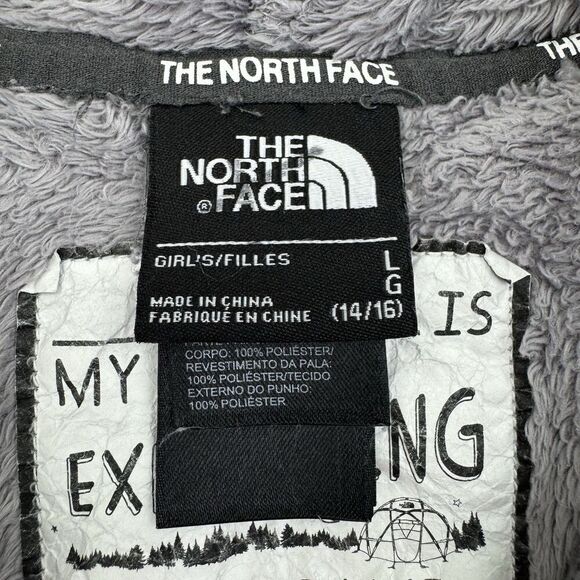 The North Face Oso Full Zip Fleece Hoodie Jacket Gray Pink Girls Large 14 / 16 - Picture 5 of 8